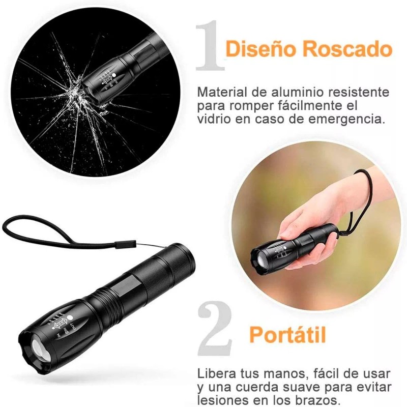 Led Lampara Tactica 3000 Lumens Cree Led T6 Recargable 8800mah