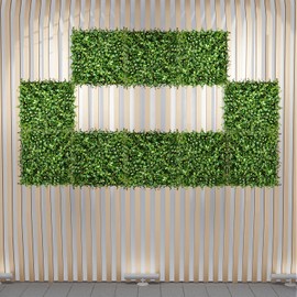 ECOOPTS 20" x 20" Artificial Ivy Fence Greenery Panel Laurel Boxwood Privacy Fence Ivy Screen Decoration for Home Backyard Patio Indoor Outdoor (Red Point Pentagon, 6 Pieces)