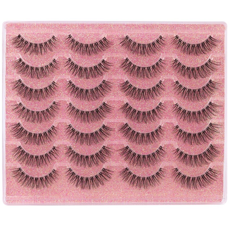 14mm Lashes Natural Look Wispy Eyelashes Fluffy Faux Mink Lashes