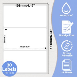 Hycodest 30 Pcs Multi Purpose Plain Stickers to Write On, Easy Peel Off Waterproof Printable Labels (5x10cm)