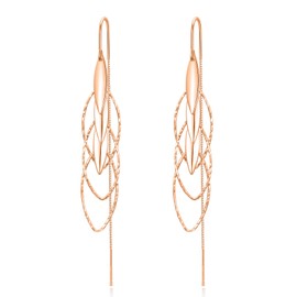 VONALA Rose Gold Threader Earrings for Women S925 Sterling Silver Threader Dangle Drop Earrings Earrings Hypoallergenic Put Through Earrings Gift for Girlfriend Women Teens