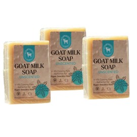 Honey Sweetie Acres 3-pack Unscented Goat Milk Soap - Handmade 5 oz Bar, Made with Natural Ingredients, Moisturizing & Gentle, Made in the USA