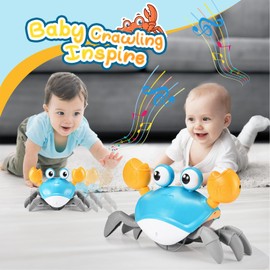 Children's Toy from 1 2 3 Years, Crab Baby Toy from 6 7 8 9 10 Months Tummy Time Toys Crawling Crab Gift Child 1-3 Years Boy Girl Crawl Musical Toys for Babies