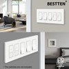 2 Pack BESTTEN 5-Gang Screwless Wall Plate, USWP4 Off White