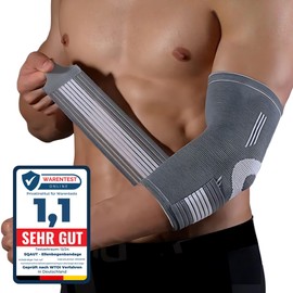 SQAUT® Elbow Brace Elbow Bandage Men and Women for Sports, Tennis Elbow and Golfer's Elbow Support with Velcro Straps Velcro Belt Elbow Brace Elbow Support (Black (1 Pair), L)