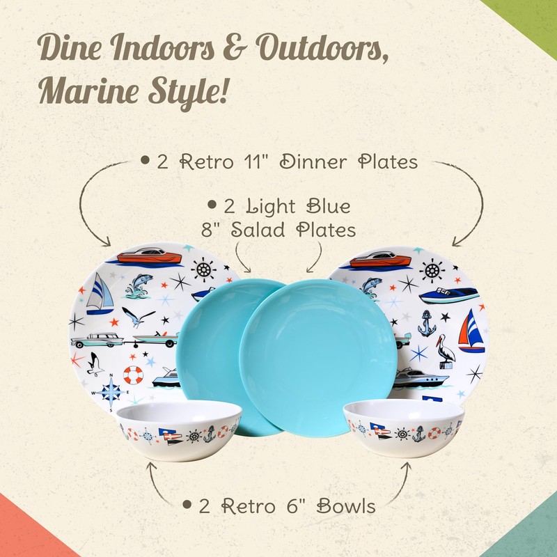 Melamine Dinnerware Sets - 6-pc Marine Dish Set - 2