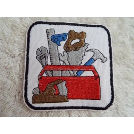 Handmade CARPENTER'S TOOLBOX 3-5/8" Embroidery Iron-on Patch (E32)