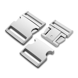 CooBigo Metal Side Release Buckle Pets Collar Harness Paracord Bracelet Webbing Backpack Strap Leather DIY Craft Parts, 1-1/2"(38m) Silver - 2pack, 1-1/2"(38mm)