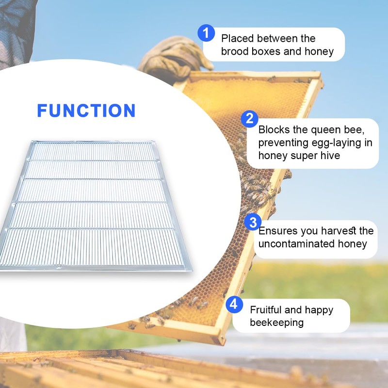 witbee 4Pcs Metal Queen Excluder for 10 Frame Beehive Metal