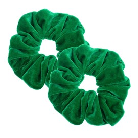Pack of 2 Large Women Hair Bobbles Velvet Hair Scrunchies Rubber Bands Colourful Elastic Hair Bands for Girls Women Hair Accessories (Forest Green)