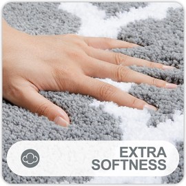 Homaxy Non-Slip Bath Mat Set, Soft Deep Pile Bathroom & Toilet Rug Set, 2-Piece Microfibre Bath Mat Set