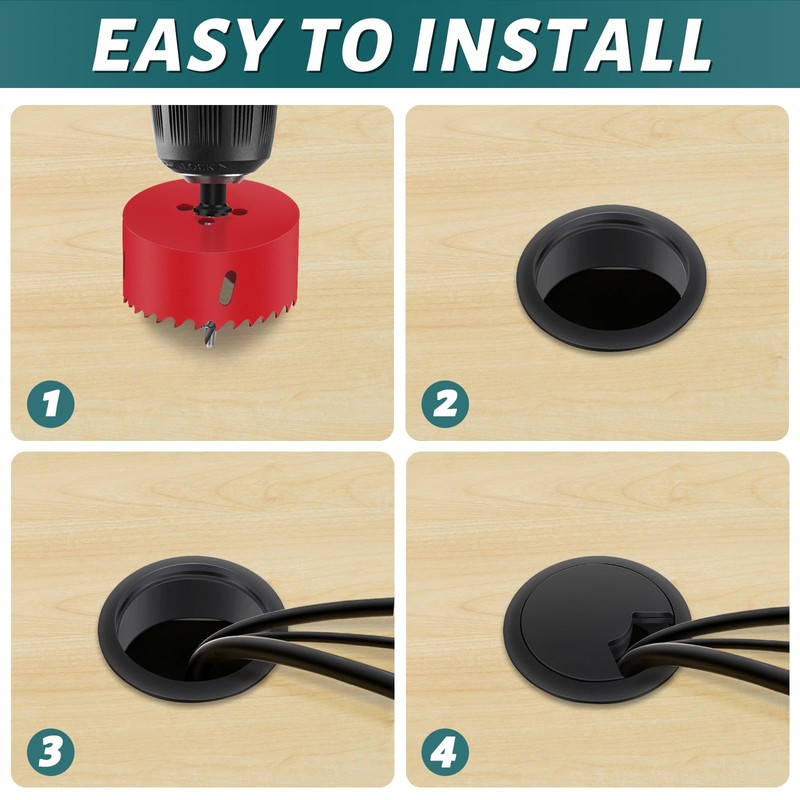 Yeepeo Pack of 10 Cable Grommet Desk, 60 mm Cable