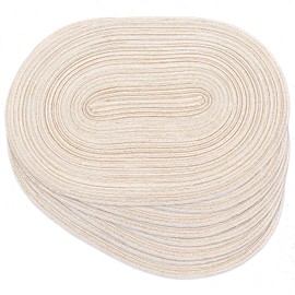 Noctiflorous Oval Braided Placemats 12x18 Inch Table Mats Set of 8 for Dining Tables Natural Woven Heat Resistant Place Mats (Oval Beige8)