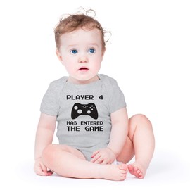 AW Fashions Player 4 Has Entered The Game - Body para bebé divertido y lindo mameluco para niños recién nacidos y niñas, Gris (Sports Grey), Recién nacido