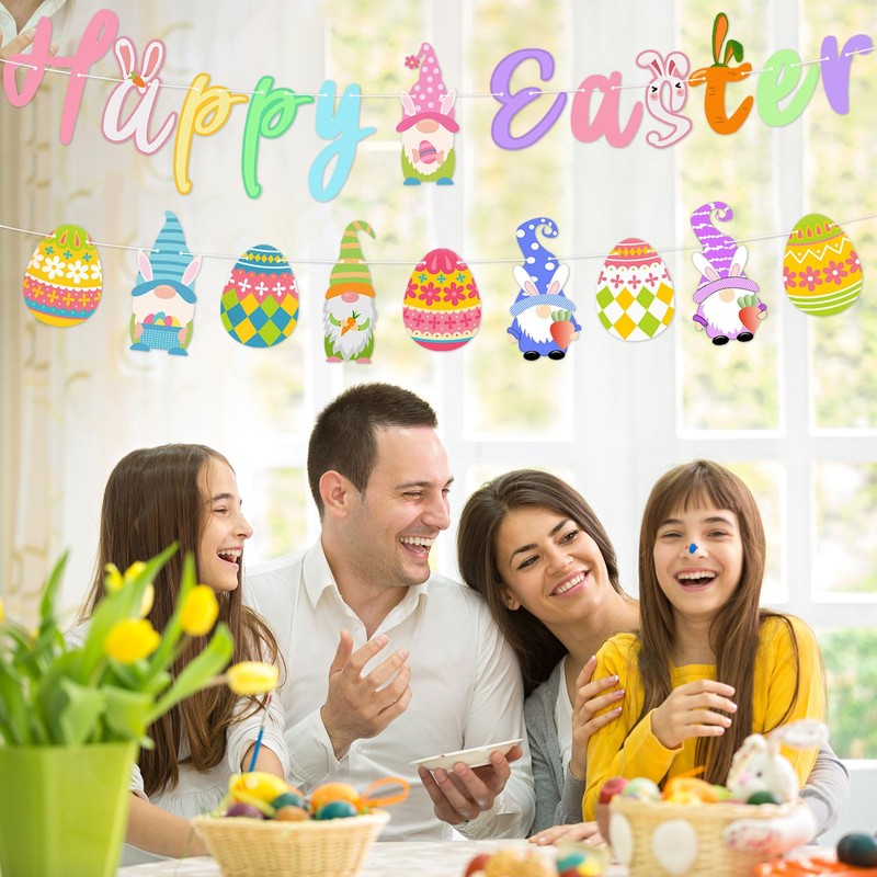 Happy Easter Banner, Easter Bunting Garland, Easter Decorations for Easter