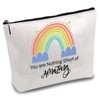 CREATCABIN Rainbow Canvas Makeup Bags Cosmetic Bag Zipper Pouches Toiletry