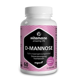 D-Mannose Capsules High Dose & Vegan, 2000 mg per Daily Dose, 60 Capsules with 500 mg per Capsule, Dietary Supplement without Unnecessary Additives, Made in Germany
