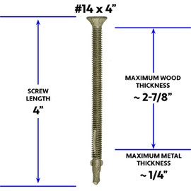 Jake Sales #14x4 Reamer Tek Torx/Star Head Self-Drilling Wood to Metal Screws - for Flatbeds, Trailers - T-30 Torx Screw Head 1 Pound - 24 Screws