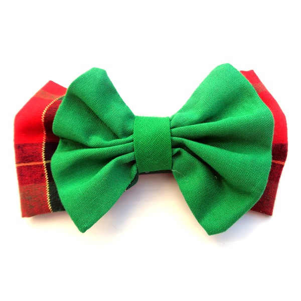 Holiday Plaid Red Green Fabric Wrap and Loop Around the
