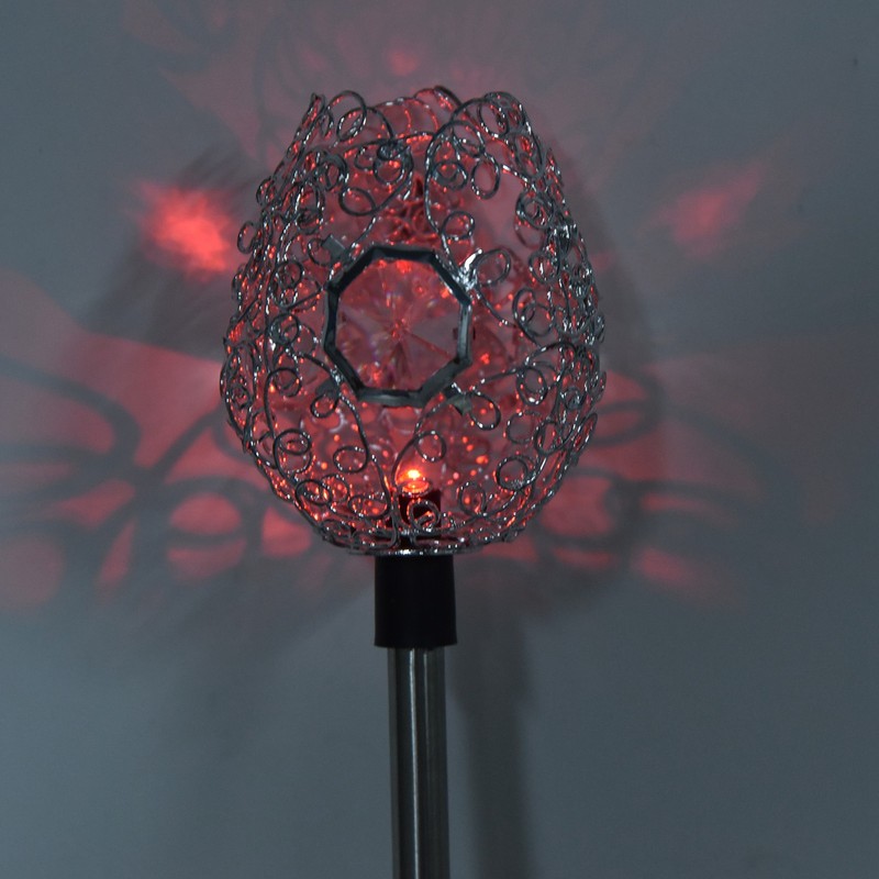 2Pcs Garden Solar Lights LED RGB Fast Charging Petal Design