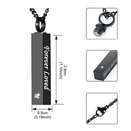 6 Pieces Crystal Silver Black Urn Necklace for Ashes Memorial Cremation Urn Jewelry Bar Locket Keepsake Cube Ashes Necklace for Women Men - Funnel Kit & Flannel Bag (6Pcs necklace)