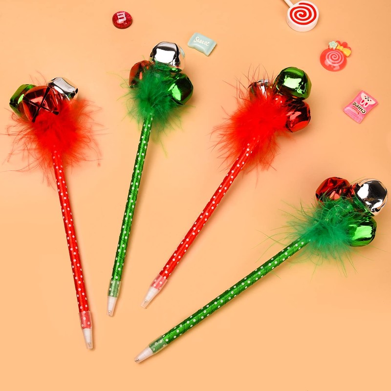 MFUOE 6 Pieces Christmas Pen Christmas Jingle Bell Ballpoint Pen