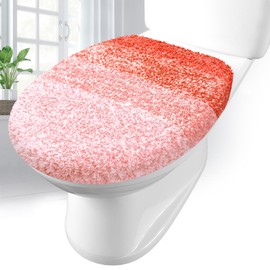 Soft Microfiber Bathroom Toilet Lid Cover, 17.5x15, Coral