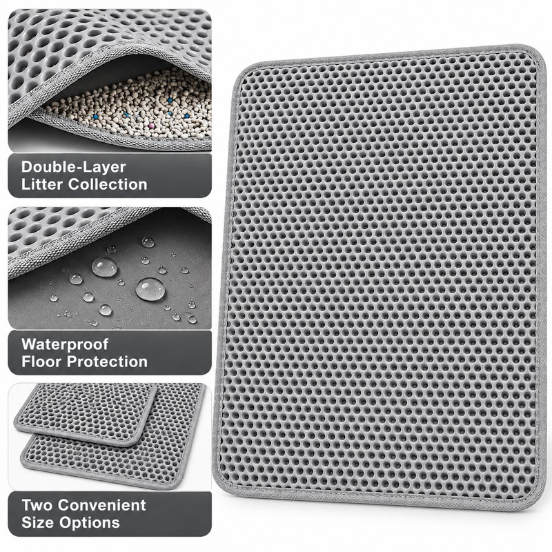 Double-Layer Cat Litter Mat for Indoor Cats – Waterproof Non-Slip