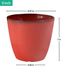 RICH ATLAS 2 Pack Plant Pots Durable Decorative Flower Pots,8 Inch Planter with Drainage Hole + 6 Inch Planter Set for Indoor and Outdoor Plants,Flowers,Succulents - Red