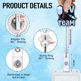 Msticey IV Team Retractable Badge Holder, Funny Badge Reel Gifts for Intravenous Infusion Nurse, IV Therapy Gifts for Vascular Access Nurse Infusion Clinic VAT Team, PICC ICU Nurses Week Gifts