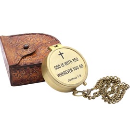 God’s Way Compass, Psalm 32:8, Solid Brass Directional Engraved Compass, Baptism Gifts for Boys Girls, First Communion, Christian Gifts for Men, First Confirmation Gifts for Boys Catholic Gifts