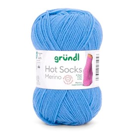 Gründl Hots Socks Merino Plain, 4-Ply Sock Wool, 50 g / 200 m, 75% Virgin Wool (Merino, Superwash), 25% Polyamide, Mulesing-Free, Oeko-Tex Standard, (19 Denim Blue)