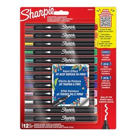 Sharpie Marcadores Creativos, Marcadores Acrílicos a Base de Agua, Punta de Bala, Colores Surtidos, 12 Piezas