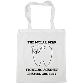 Hippowarehouse The Molar Bear Fighting Against Enamel Cruelty Tote Shopping Gym Beach Bag 42cm x38cm, 10 litres