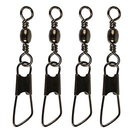 JSHANMEI Barrel Fishing Swivels with Safety Snaps-100pcs Brass Copper Fishing Barrel Swivel Snaps Fishing Lure Hook Line Connectors Solid Ring Fishing Accessories Tackle (14#-100PCS, BLACK)