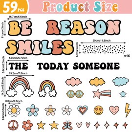 Classroom Bulletin Board Decoration Set Welcome Banner Wall Door Boho Hippie Groovy Classroom Decorations for Kindergarten Preschool Elementary Middle School(Be The Reason Someone Smile Today)