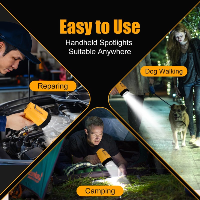 Vanvale Super Bright Rechargeable Spotlight,Handheld Rechargeable White LED Flashlight,Ultra-Long Standby