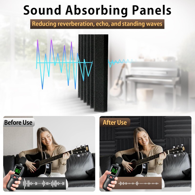 AUSLET 48 Pack Self-Adhesive Wedge Acoustic Foam Panels, 12" x