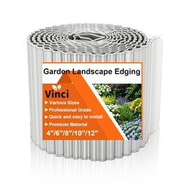 Vinci Garden Landscape Edging Border, 6 Inch x 20 FT Corrugated Sturdy Metal Easy Installation Safe Hemmed Lawn Garden Border Edges for DIY Flower Beds, Pathways and Patio Design (Silver)