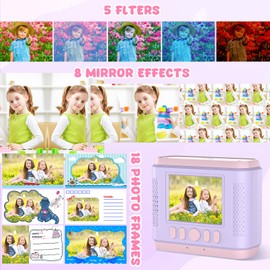 Kids Instant Print Camera,Christmas Birthday Gifts for Girls and Boys,1080P HD Video Digital Kids Camera with Print Paper&32G Card,Toddler Toy for 3-14 Years Old (Pink)