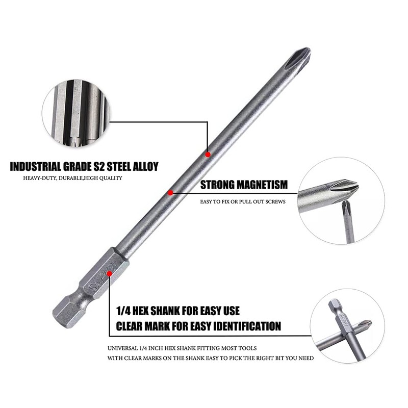 Phillips Magnetic Screwdriver Bits Set 8 PCS Magnetic Phillips Security