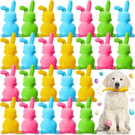 Leyndo 24 Pieces Plush Easter Bunny Toys Pastel Colors Easter Squeaky Dog Toys 6 Inch Plush Easter Toys for Dogs for Small Medium Large Dogs Pets Teething Chew Toys Easter Costume