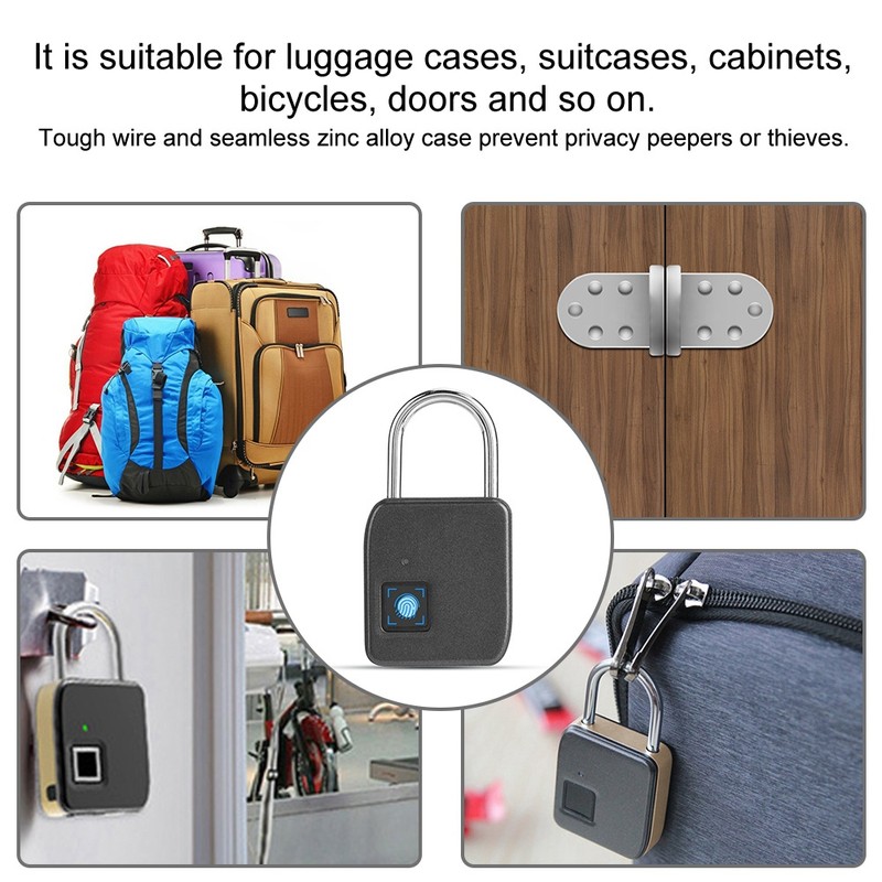 FipiLock Smart Fingerprint Padlock Anti theft Warehouse Dormitory Door Padlock(Gold)