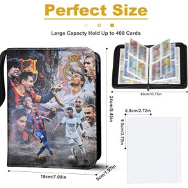 Rcxnm Football Trading Card Album 400 Card Capacity 50 Pages Zip Black 22x16cm