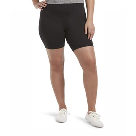 Hue Women's High Waist Blackout Cotton Bike Shorts, Black, Large