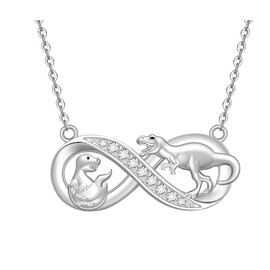 Dinosaur Necklace for Women Daughter Mom Sterling Silver Dino Necklace Infinity Necklaces for Mothers Day Christmas Gifts Jewelry