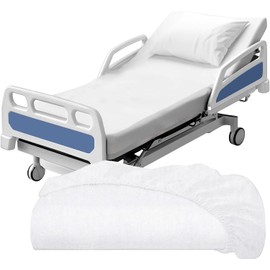 White Classic Fitted Hospital Bed Sheet, Soft Jersey Knitted T-Shirt Quality [1 Pack]