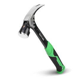 HURRICANE 20 oz Claw Hammer with Magnetic Nail Holder, Straight Rip Claw Hammer with Shock-Absorbing Handle, Heavy Duty One-piece Forged Hammer