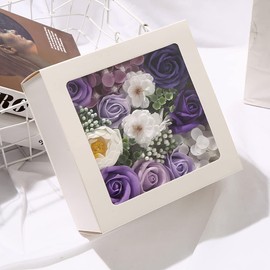 SCAMPER Soap Flower Rose Gift in Box, Square Gift for Father's Day, Mother's Day, 60th Birthday Celebration, Birthday, Anniversary, Respect for the Aged Day, Teacher's Day, Present, Valentine's Day