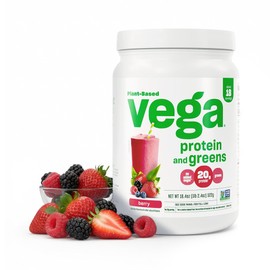 Vega Protein and Greens Protein Powder, Berry - 20g Plant Based Protein Plus Veggies, Vegan, Non GMO, Pea Protein for Women and Men, 1.2 lbs (Packaging May Vary)